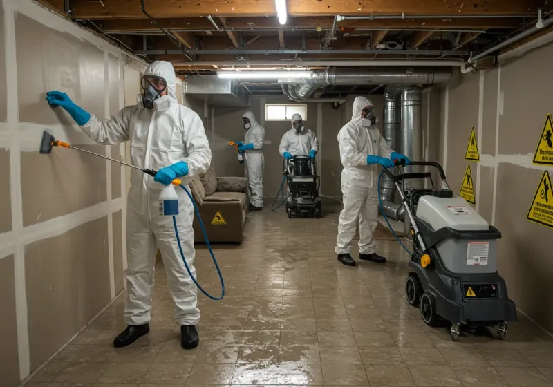 Basement Moisture Removal and Structural Drying process in Stanton, CA